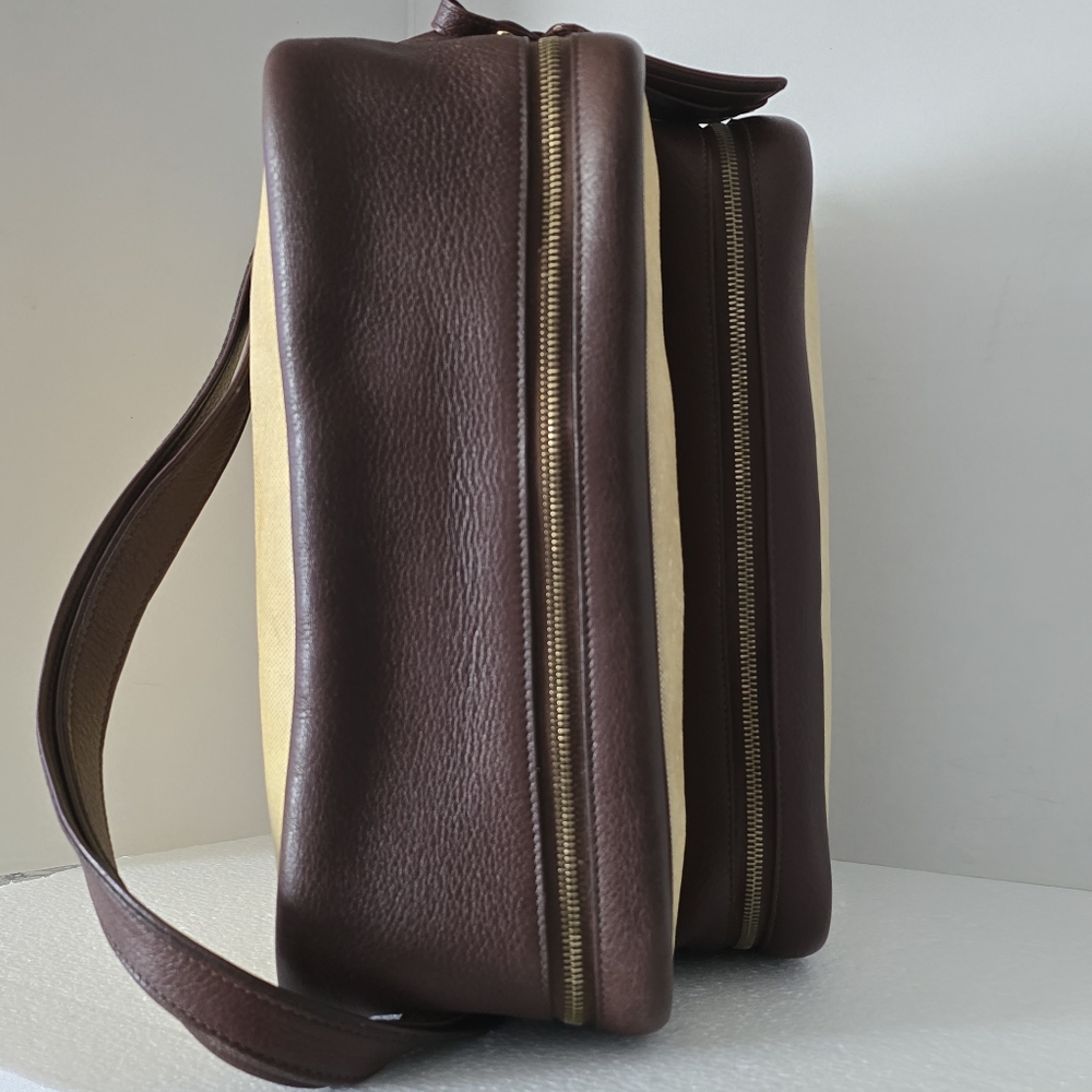 Hermès Helena Messenger Bag in Tobacco Leather and Toile Canvas Authentic - Picture 9 of 16
